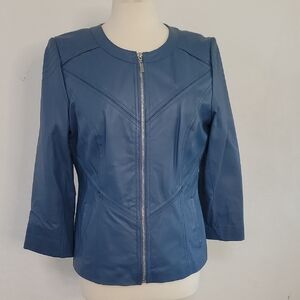 Y2K PAMELA MCCOY Blue Leather Jacket Women's Size M